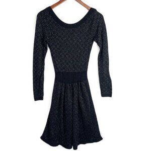 Sandro Ritournelle Metallic Long Sleeve Jacquard Knit Mini Dress Black 1/ S/ 4